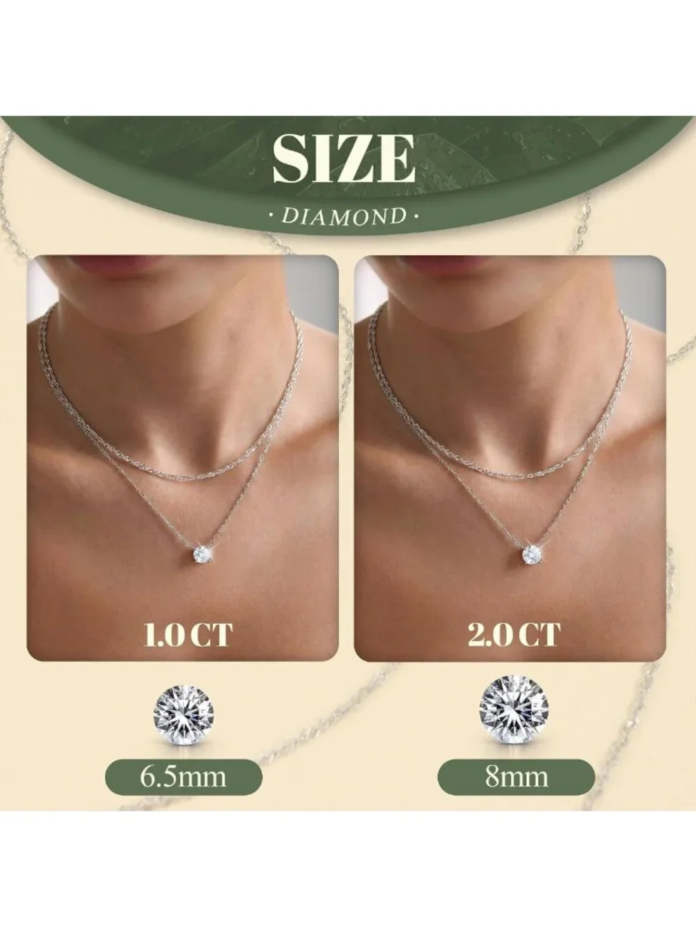 Stunning Moissanite Layered Necklaces, 925 Sterling Silver, 1-2CT Sparkle